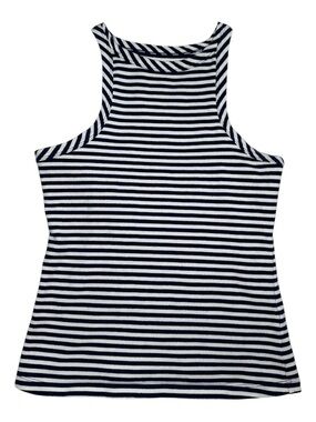 Anthropologie Navy & White Striped High-Neck Tank